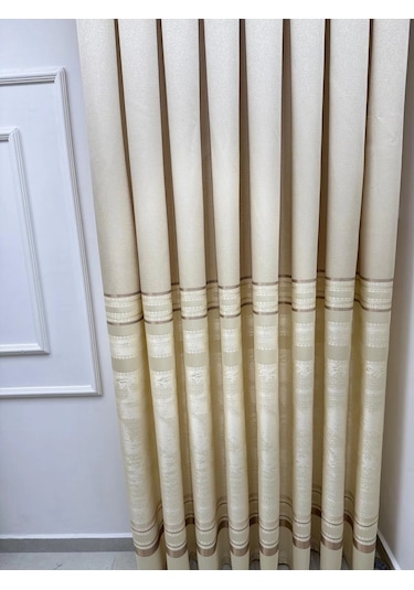 Nivemeshome Urla V-101 Krem 1/3 Sık Pileli Fon Perde Apm Krem