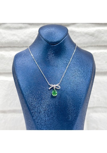 Damla Zümrüt Papyon Gümüş Kolye Gümüş