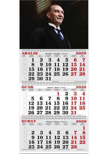 Keskin Color 2026-3 Aylık Spiralli Jumbo Denizci Takvim-atatürk
