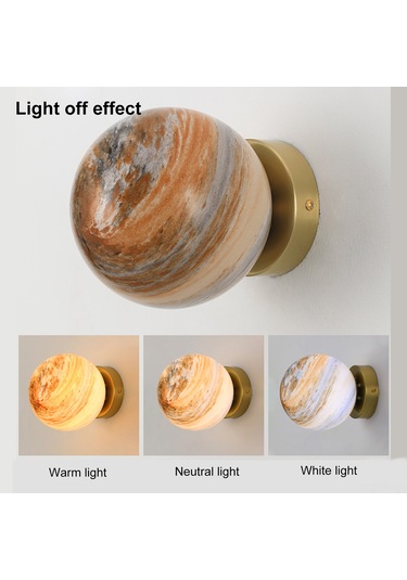Yifomall Siyah-turuncu Güneş Sistemi Duvar Lambası E27 Avrupa Tipi, 110-240v, Ampul Hariç - Demir Ve Cam Malzeme Çok Renkli