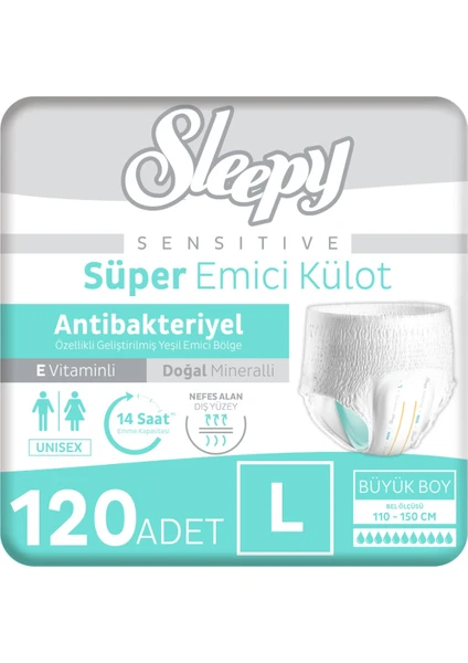 Sleepy Yetişkin Külot L Hasta Bezi 120 Adet L