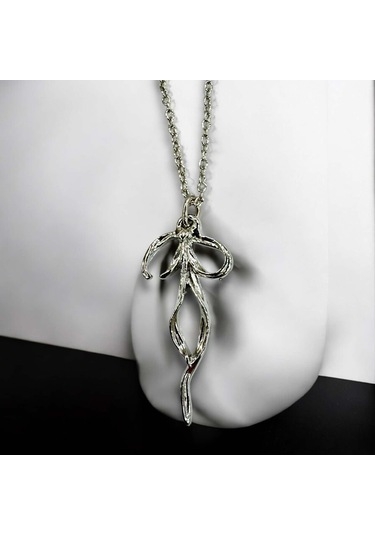 Kurdele Çelik Kadın Kolye Antik Gümüş Kaplama 60 Cm Zincir Çok Renkli