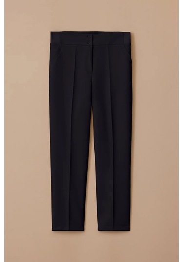 Kadın Büyük Beden Çift Düğmeli Klasik Pantolon - Lacivert 4358890