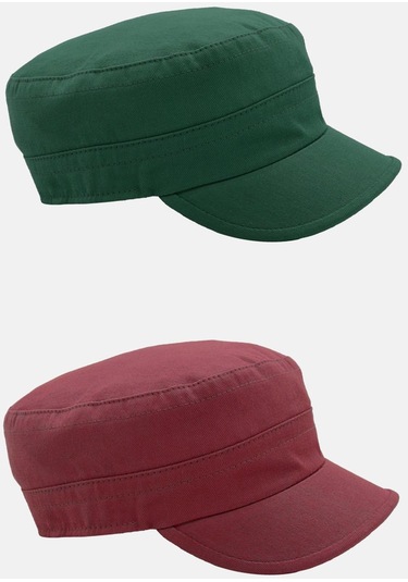 Erkek Fidel Castro Şapka 2'li Kep Rozet Detaylı Kasket - Yeşil - Bordo Bordo - Yeşil