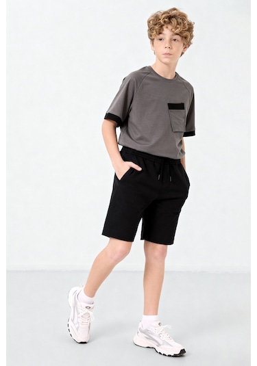 Tommylife Siyah Standart Fit Basic Erkek Çocuk Şort - 11284 Siyah