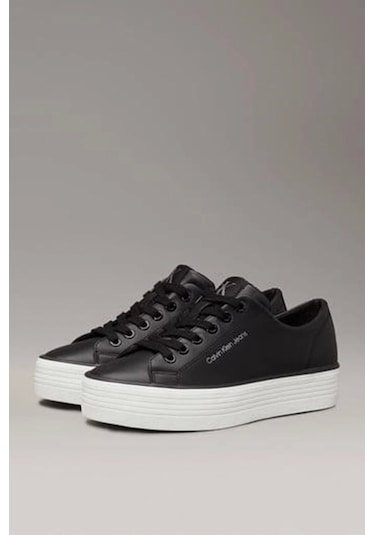 Calvin Klein Jeans Kadın Vulkanize Taban Siyah Deri Sneaker Çok Renkli