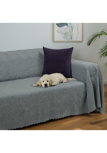 Jakarlı Şönil Koltuk Örtüsü Kanepe Örtüsü Koltuk Şalı 175x350 Kaymaz Bulut Bulut