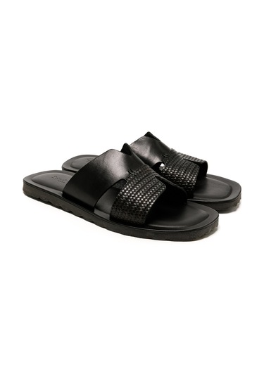 The Sandals Factory Black Sandalet Erkek M7896 The Sandals Factory Leather Upper Sandals Black