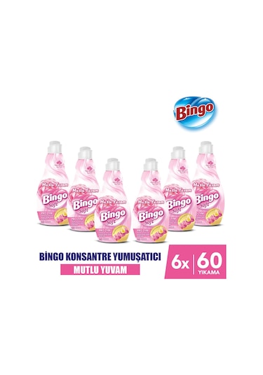 Bingo Soft Mutlu Yuvam Konsantre Çamaşır Yumuşatıcısı 6 x 1440 ML