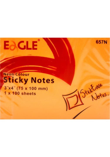Eagle 75 X 100 MM Neon Yapışkanlı Not Kağıdı 100 Yaprak Turuncu