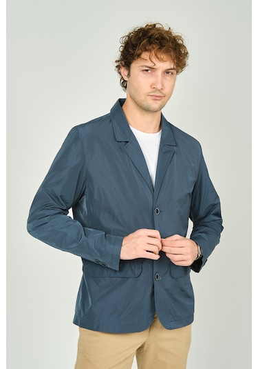 Daynax Erkek Çift Yaka Detaylı Düğme Kapamalı Ceket Mont 4900 Indigo Indigo İndigo