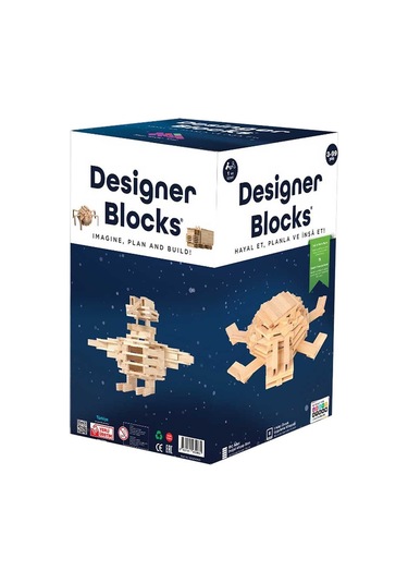 Designer Blocks 100 Doğal Ahşap Parça 3+ Yaş 1+ Oyuncu