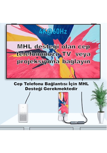 JEYI USB Type-C to HDMI 4K/60Hz Dönüştürücü Çevirici Adaptör