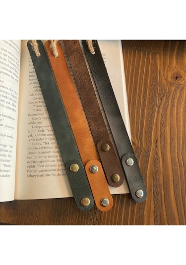 2 Adet Hakiki Deri Kitap Ayracı - Camel