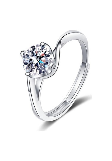 Beyaz Bague Ringen 1ct Vvs Mozanit Takı Alyans 925 Ayar Gümüş Kaplama Beyaz Altın Dört Pençe Büküm Tasarım Açık Yüzükler