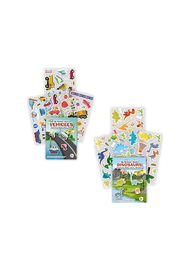 My Sticker Book '' Vehicles- Dinosaurs'', 2li Set Tükenmeyen Sticker