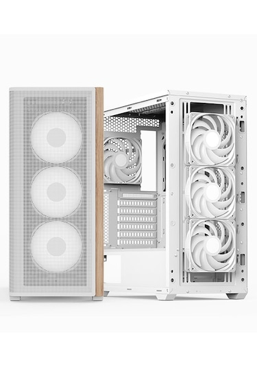 Aerocool D501a White 4x12cm A-rgb Fanlı, Ahşap Ön Panel Detaylı,