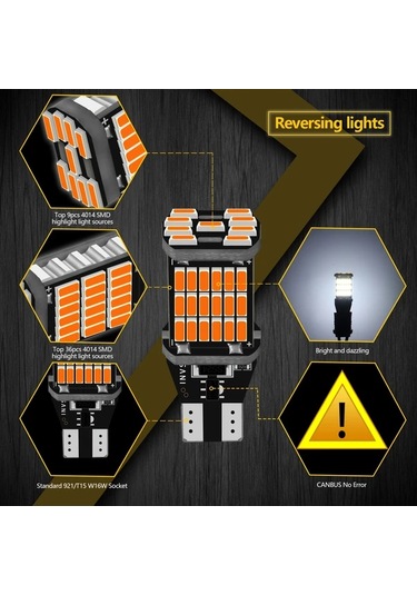 Xuweiwei 4 Adet Aıleo T15 W16w Led 921 912 T16 902 Ampul 45 Adet 4014smd Araba Geri Vites Işıkları Sarı Beyaz 12v Beyaz