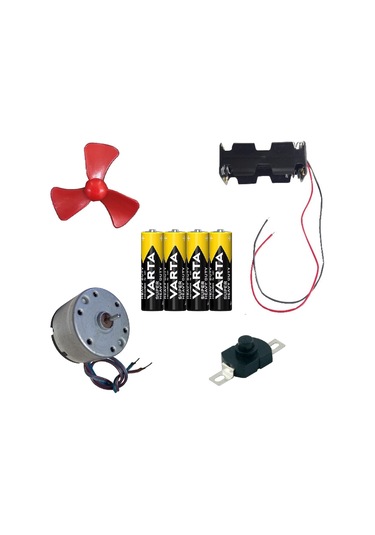 Kutulu Dc 6v Güçlü Hobi Oyuncak Motoru Pervane Anahtar Pil Öğrenci Elektrik Motor Deney Seti