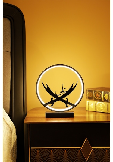 Zülfikar Kılıcı Metal Led Masa Lambası Çift Ve Ali Yazılı Dekoratif Işıklı Gece Lambası Zulfıkar