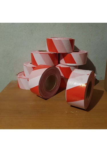 Safety 6 Cm'e 500 Mt Kırmızı Beyaz Ikaz Bandı - Emniyet Şeridi