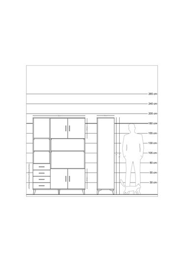 Hyperion Dolap 8 Raflı 4 Çekmeceli 4 Kapaklı 132x44x195 Çam-ç... Çam