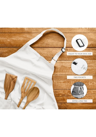 2 Paket Önlük, 2 Cepli Ayarlanabilir, Su Ve Yağa Dayanıklı Beyaz, 2 Paket Diğer