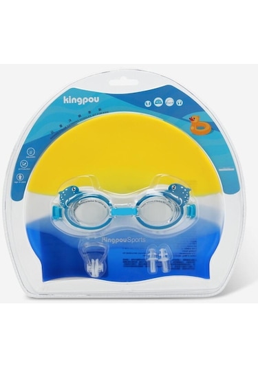 Kingpousports K9002 5'i 1 Arada Çocuk Buğu Önleyici Dalış Yüzme Gözlüğü + Yüzme Şapkası + B Kulak Tıkacı + Yüzücü Gözlüğü 52301371 Çok Renkli