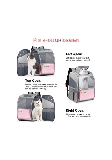 Funadd Fold Nefes Alabilen Pet Sırt Çantası Outdoor Omuzlar Kedi Çantası Pembe