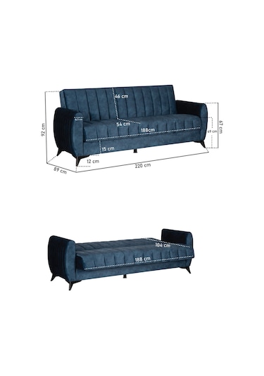 Kilim Mobilya Linda Üç Kişilik Kanepe Yüksek Ayaklı Krem