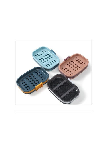 Yeşil Kendinden Yapışkanlı Çift Katmanlar Sabun Kutusu Mutfak Aletleri Banyo Organizatör Raf Aksesuarları