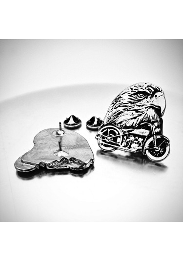 Kartal Chopper Motorcu Rozeti Gümüş