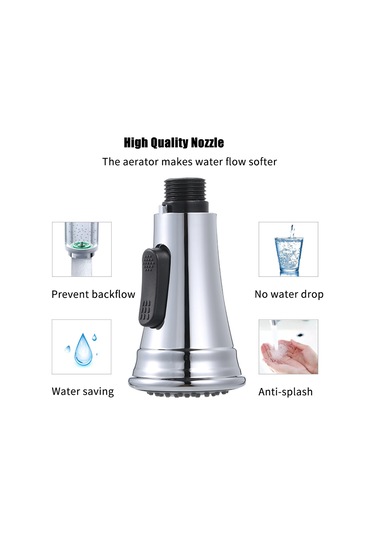 Gajeena G1/2 Bağlantı Krom Kaplama, 2 Fonksiyonlu Akış/sprey Abs Mutfak Fırçası, Geri Akış Engelleyici Valfli Değiştirme Ünitesi Gümüş