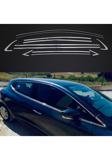 Renault Clio 4 Cam Çıtası Kromu Çerçevesi Komple Nikelaj Seti