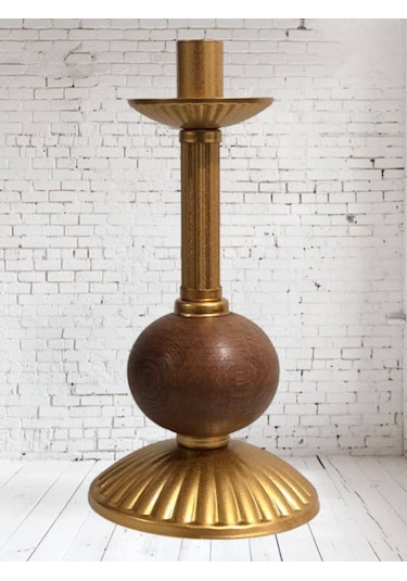 Tekli Pino Mumluk Ahşap Top Detaylı Gold Büyük