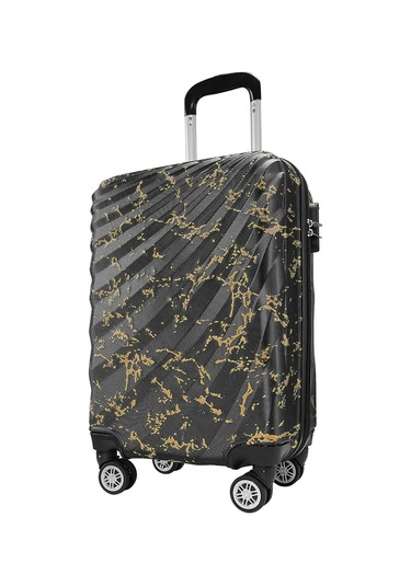 Wexta Wx-300 Baskılı Siyah Kabin Boy Valiz Siyah