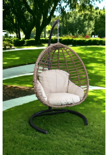 Monalin Home Garden Sofya Classic Rattan El Örgüsü Bahçe & Balkon & Teras Salıncağı Kahverengi