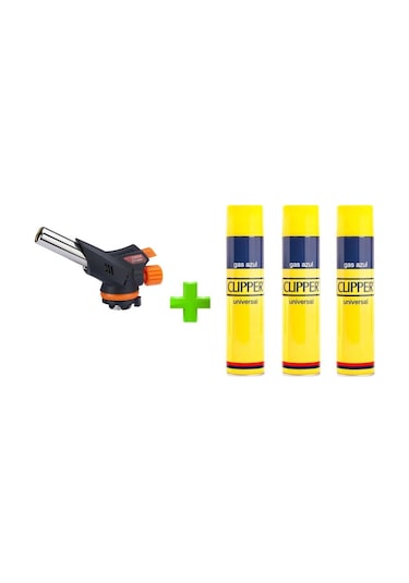 Depomega Ws-509c 1300 Derece Profesyonel Pürmüz Kafa Çakmak + Gaz 3 Adet Çok Renkli