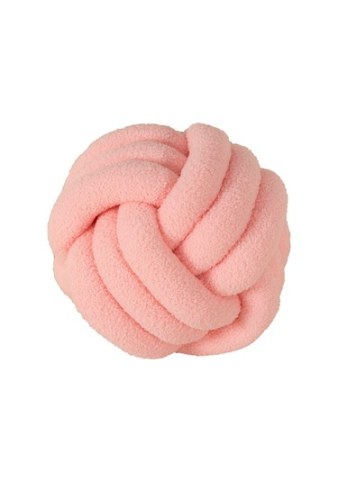 Düğümlü Top Atmak Yastık Kuzu Yün Rulo Kanepe Atmak Yastık 35cm-3 Ekru