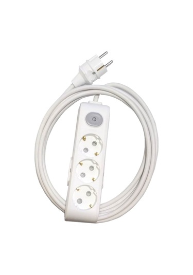 3'lü Anahtarlı Grup Priz Topraklı Çocuk Korumalı 10 Metre Düz Fiş 10 M