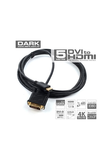 Dark 5Metre 24+1 Dvi - Hdmi Çift Yönlü Görüntü Bağlantı Kablosu