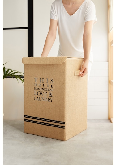 Ocean Home Textile Jüt Çamaşır Kutusu 36 x 36 x 56 cm