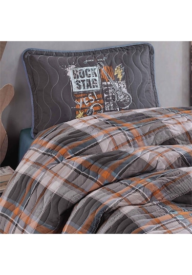 Clasy Ranforce Yatak Örtüsü Tek Kişilik Rock İn Roll V1 Gri