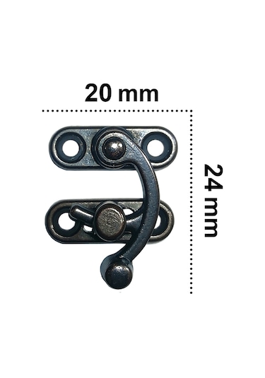 Küçük Yay Gözü Kancalı Kilit Oksit 4 Adet Kutu Sandık ve Kapak Klipsi 20x24 mm