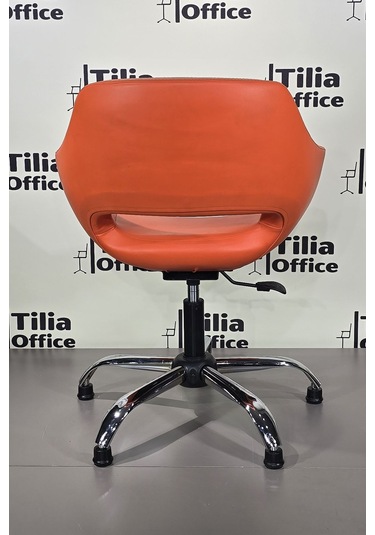 Monaco Çalışma Kesim Kuaför Koltuğu Yonca Sabit Krom Ayak Turuncu