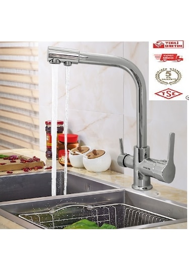 Uzay Üç Yollu Su Arıtma Çıkışlı Eviye Bataryası