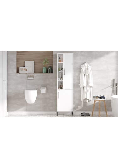 Yurudesign Vitale Çok Amaçlı Dolap Banyo Dolabı Beyaz Vı2-W Beyaz