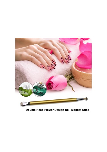 Qingmipy Pink Çift Uçlu Manikür Çiçek Desenli Manyetik Kalem, Kedi Gözü Jeli İçin Hızlı Ve Kolay Desen Oluşturma Aracı