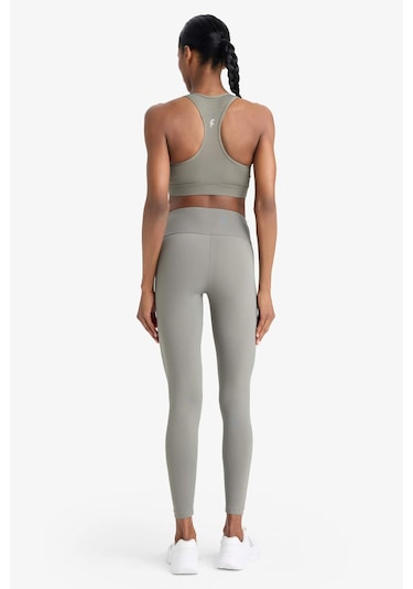 Defacto Defactofit Yüksek Bel Baskılı Beli Saran Esnek Kumaş Sporcu Tayt B4147ax25aukh422 Haki