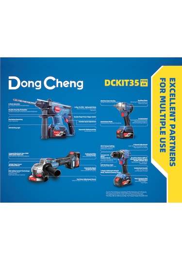 Dong Cheng DCKIT35EM Akülü Kırıcı + Vidalama + Somun Sökme + Taşlama 4 Lü Set